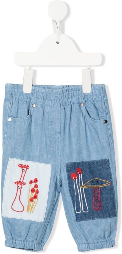 Stella McCartney Kids Jeans met geborduurd logo Blauw
