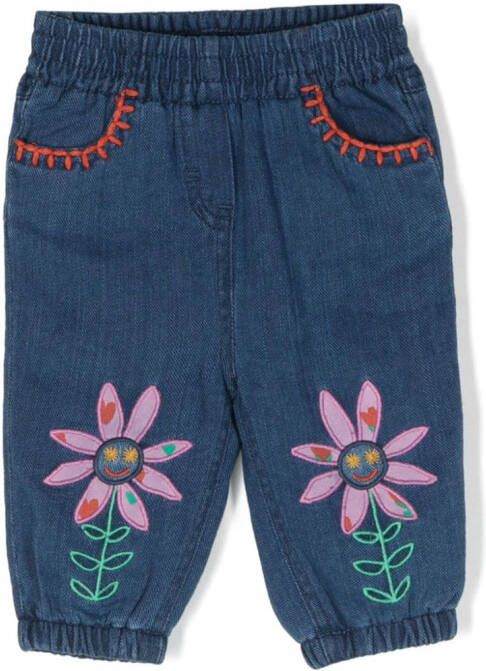 Stella McCartney Kids Jeans met geborduurde bloe Blauw