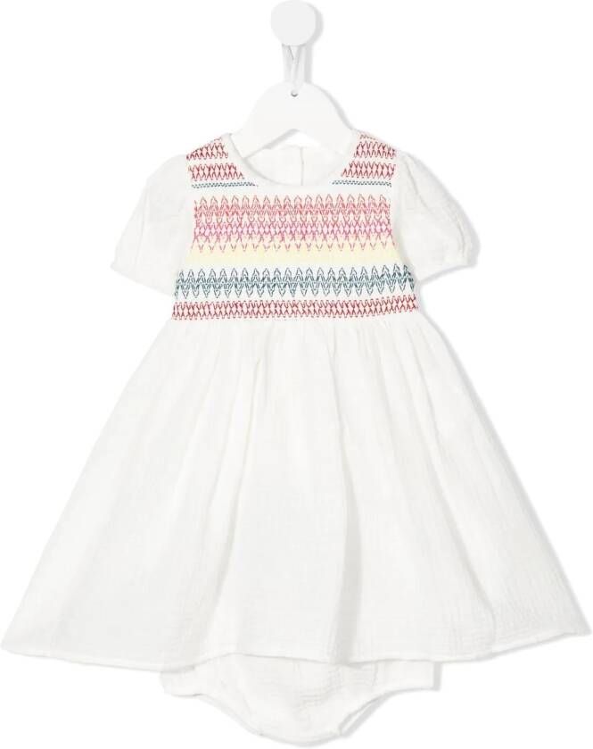 Stella McCartney Kids Katoenen jurk met borduurwerk Wit