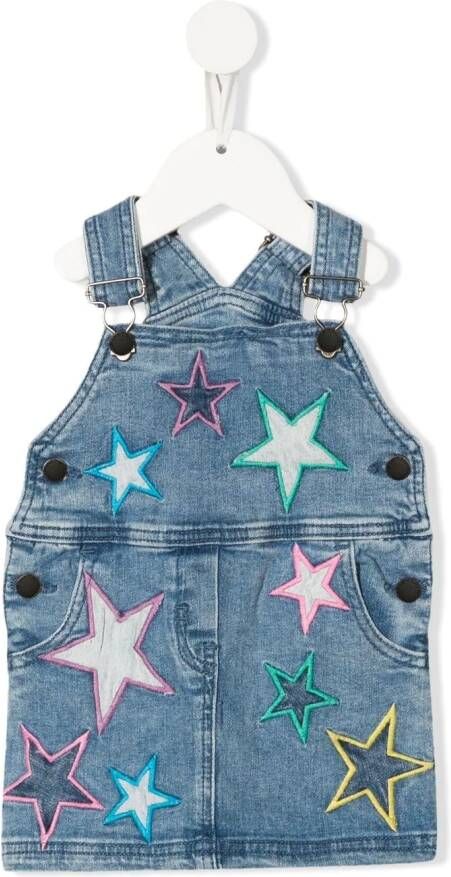 Stella McCartney Kids Jurk met geborduurde ster Blauw