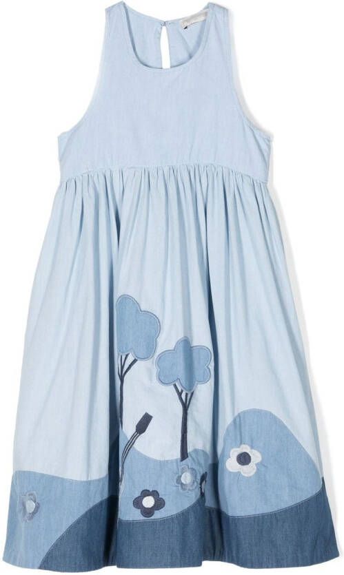 Stella McCartney Kids Jurk met patchwork Blauw