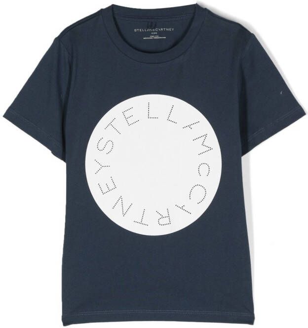 Stella McCartney Kids T-shirt met logoprint Blauw