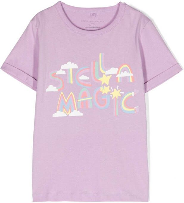 Stella McCartney Kids T-shirt met logoprint Paars