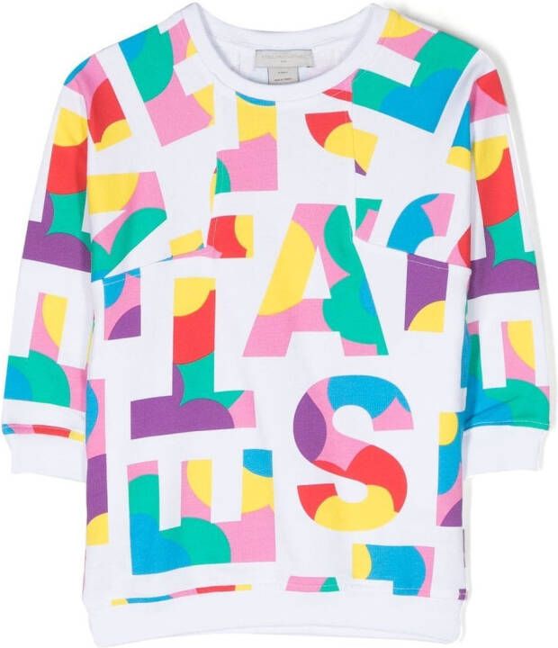 Stella McCartney Kids Sweaterjurk met logoprint Wit