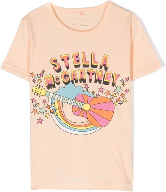 Stella McCartney Kids T-shirt met logoprint Beige
