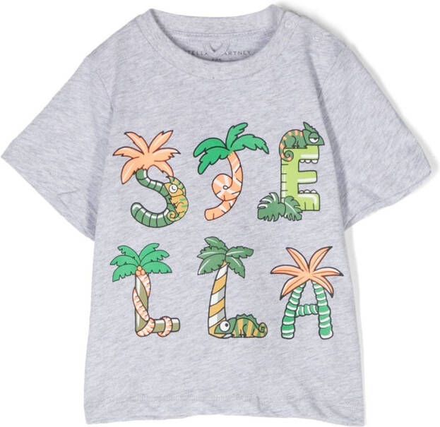 Stella McCartney Kids T-shirt met logoprint Grijs