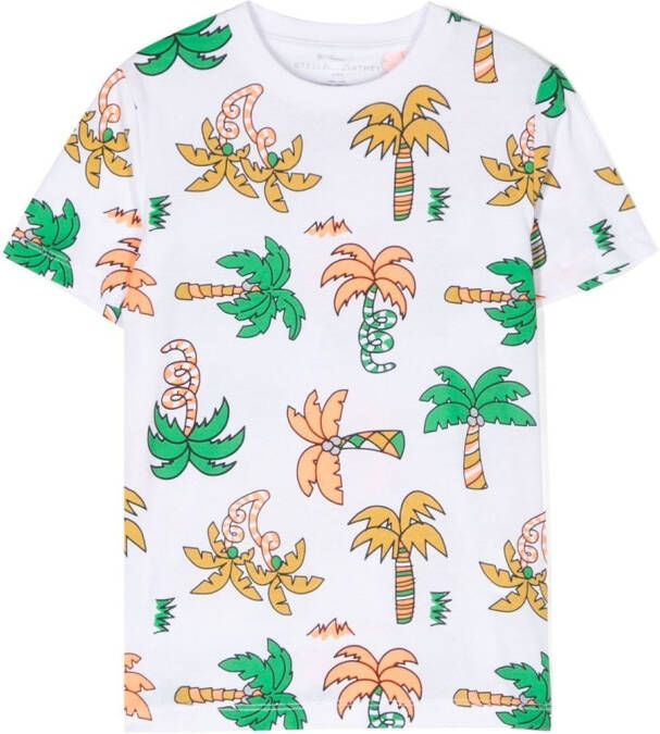 Stella McCartney Kids T-shirt met palmboomprint Wit