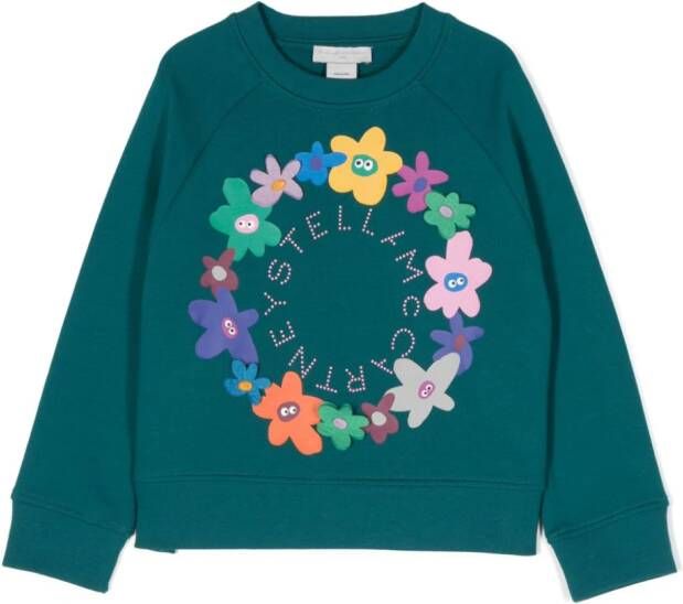 Stella McCartney Kids Sweater met bloe print Groen