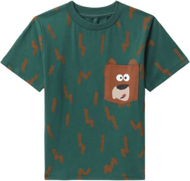 Stella McCartney Kids T-shirt met bliksemflitsprint Groen