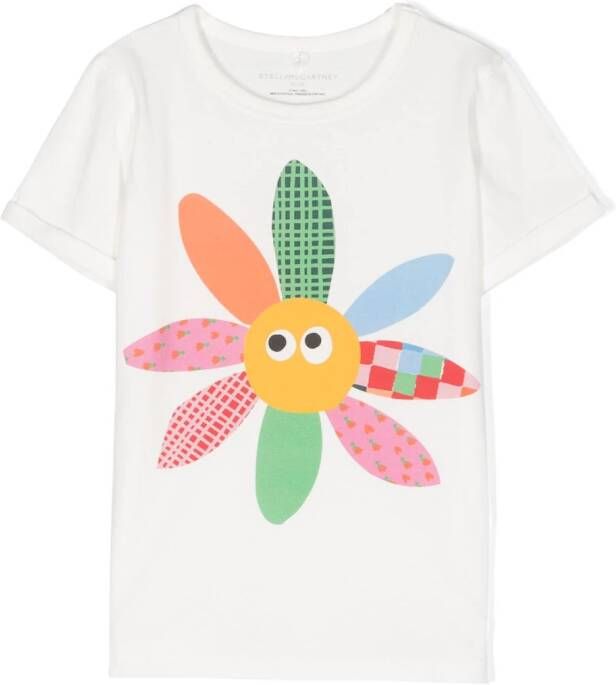 Stella McCartney Kids T-shirt met bloe print Wit