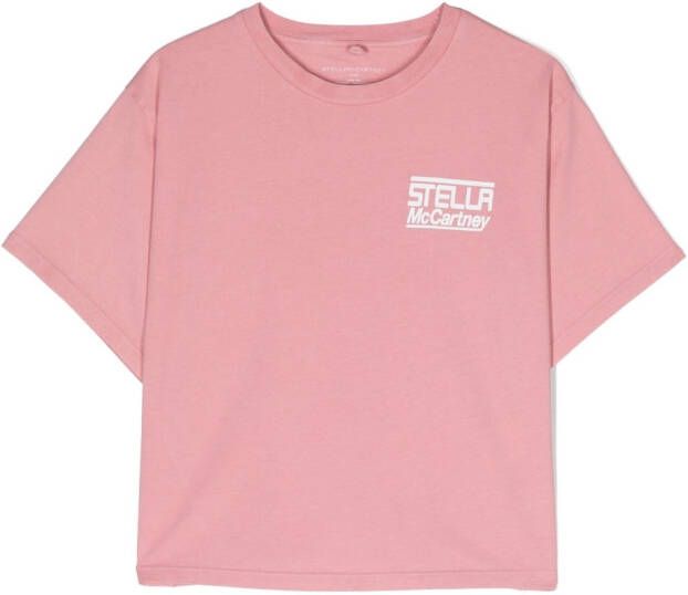 Stella McCartney Kids T-shirt met logoprint Roze