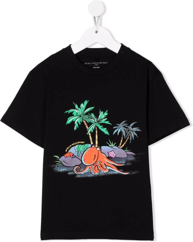 Stella McCartney Kids T-shirt met print Zwart