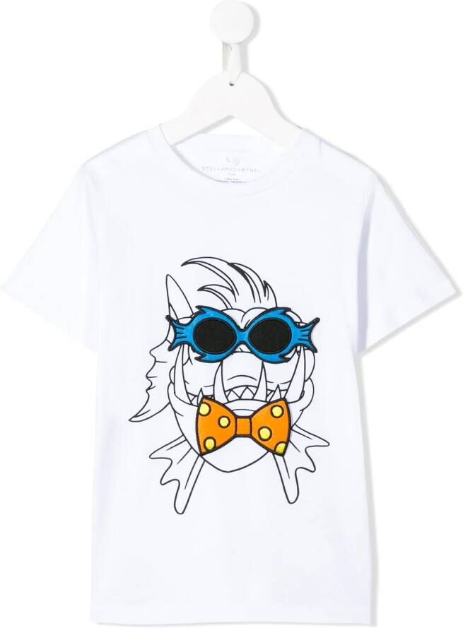 Stella McCartney Kids T-shirt met vissenprint Wit
