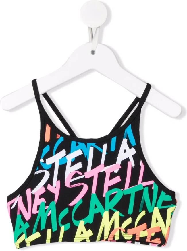 Stella McCartney Kids Top met graffiti-print Zwart