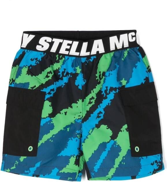 Stella McCartney Kids Zwembroek met abstracte print Zwart