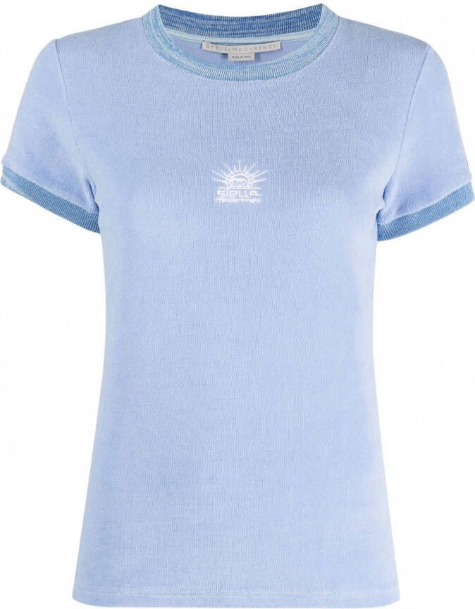 Stella McCartney T-shirt met geborduurd logo Blauw