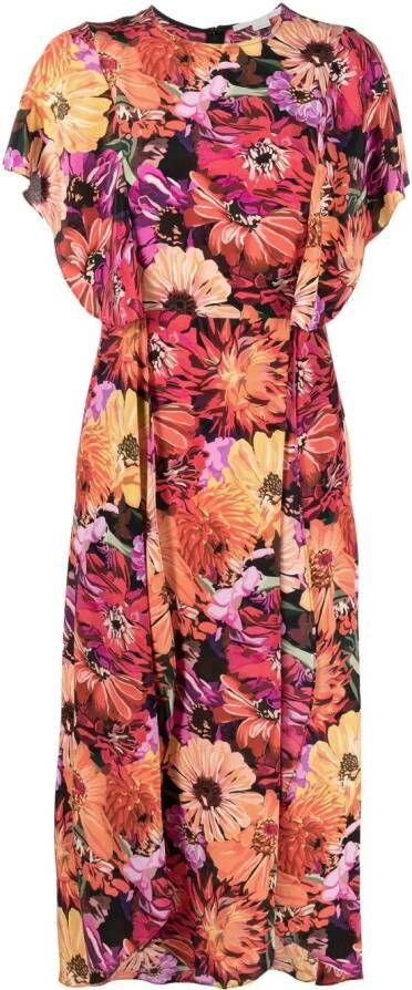 Stella McCartney Midi-jurk met bloemenprint Rood