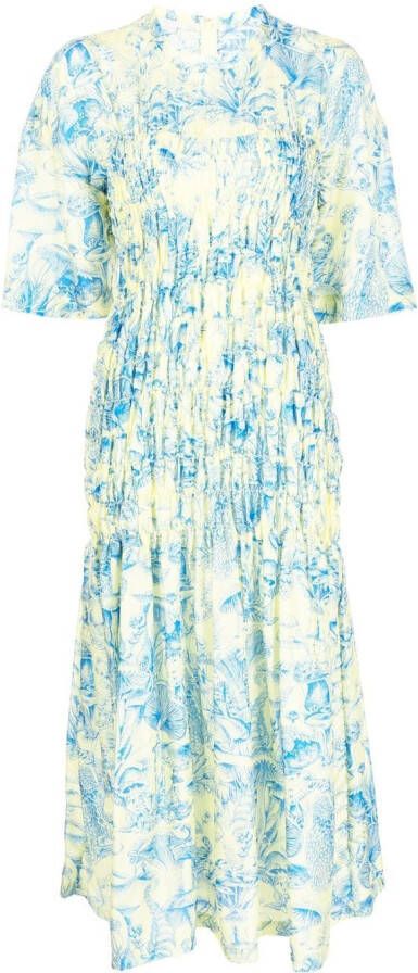 Stella McCartney Midi-jurk met print Geel
