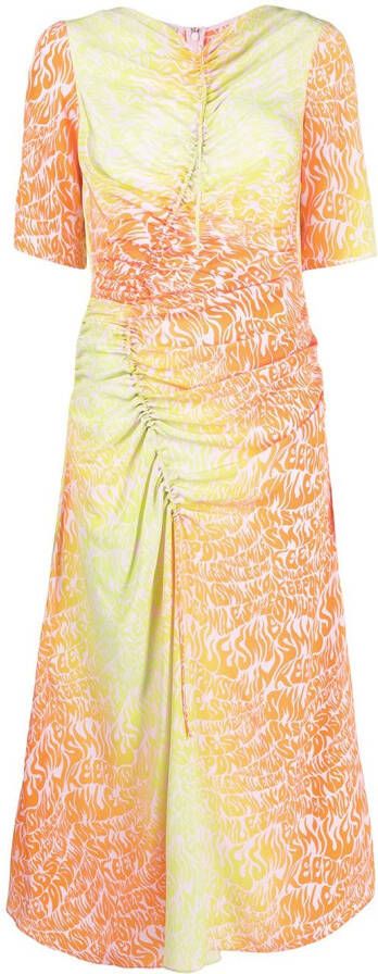 Stella McCartney Midi-jurk met ruche Oranje