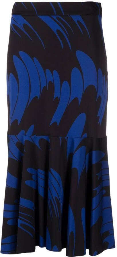 Stella McCartney Haya satijnen rok met bloemenprint en flared zoom Zwart