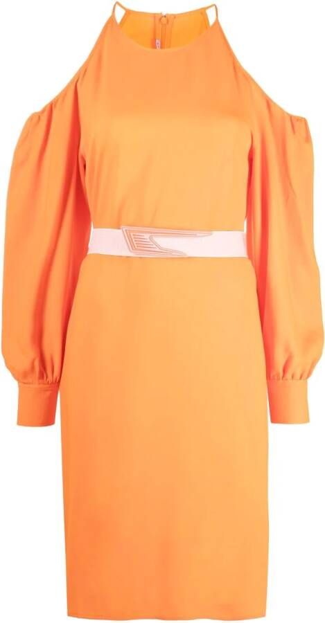 Stella McCartney Off-shoulder midi-jurk Oranje