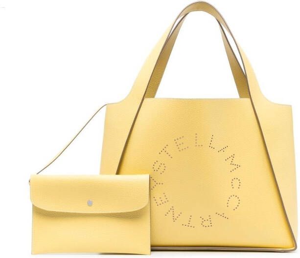 Stella McCartney Shopper met geperforeerd logo Geel