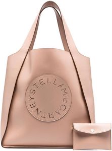 Stella McCartney Shopper met geperforeerd logo Beige