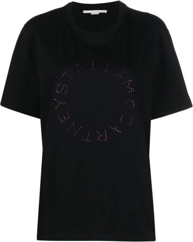 Stella McCartney T-shirt met logo van stras Zwart