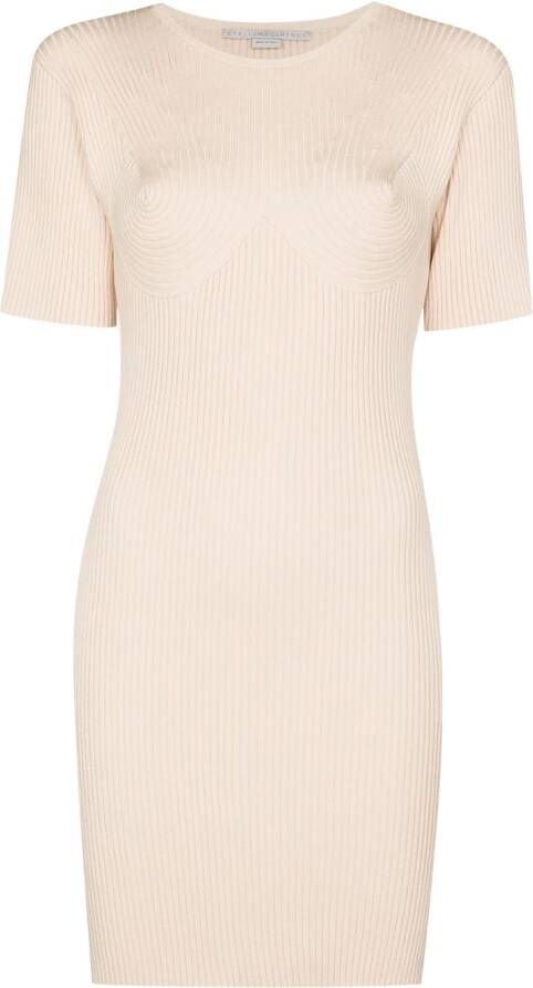 Stella McCartney Ribgebreide mini-jurk Beige