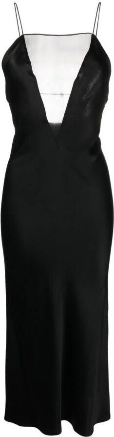 Stella McCartney Midi-jurk met doorzichtig vlak Zwart