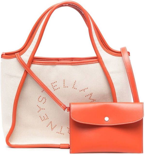 Stella McCartney Shopper met geborduurd logo Beige