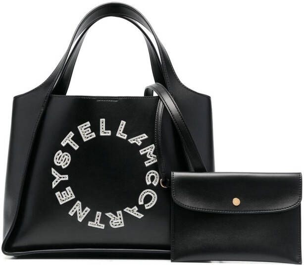 Stella McCartney Shopper met geborduurd logo Zwart