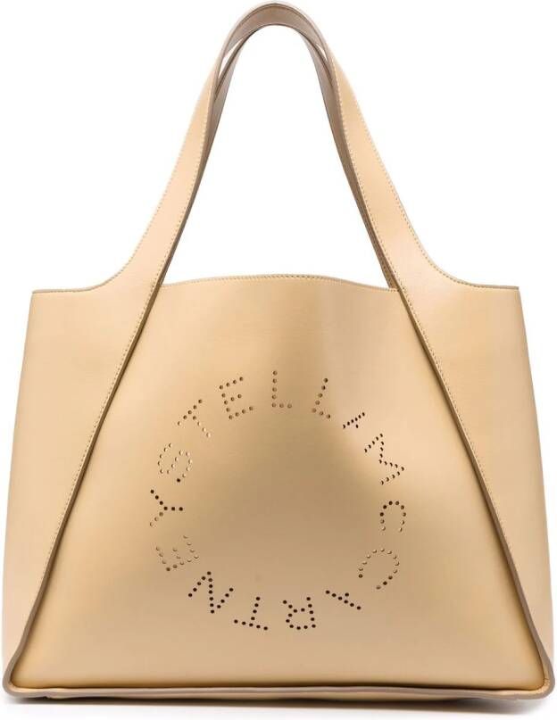 Stella McCartney Shopper met geperforeerd logo Beige