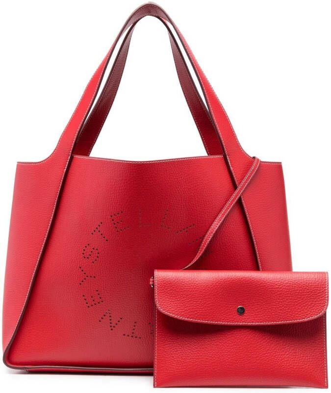 Stella McCartney Shopper met geperforeerd logo Rood
