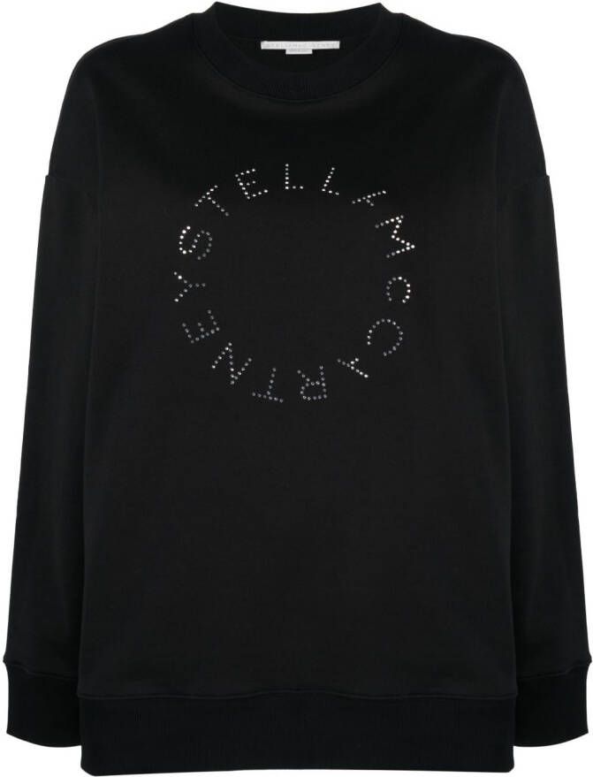 Stella McCartney Sweater met stras logo Zwart