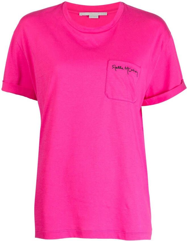 Stella McCartney T-shirt met geborduurd logo Roze