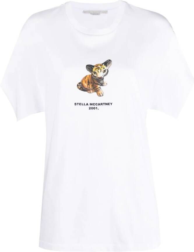 Stella McCartney T-shirt met tijgerprint Wit