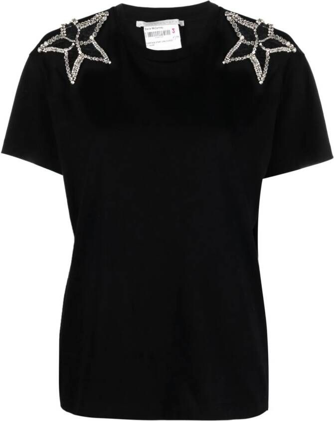 Stella McCartney T-shirt verfraaid met kristallen Zwart