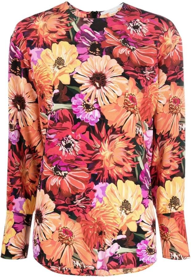 Stella McCartney Zijden blouse met bloemenprint Rood