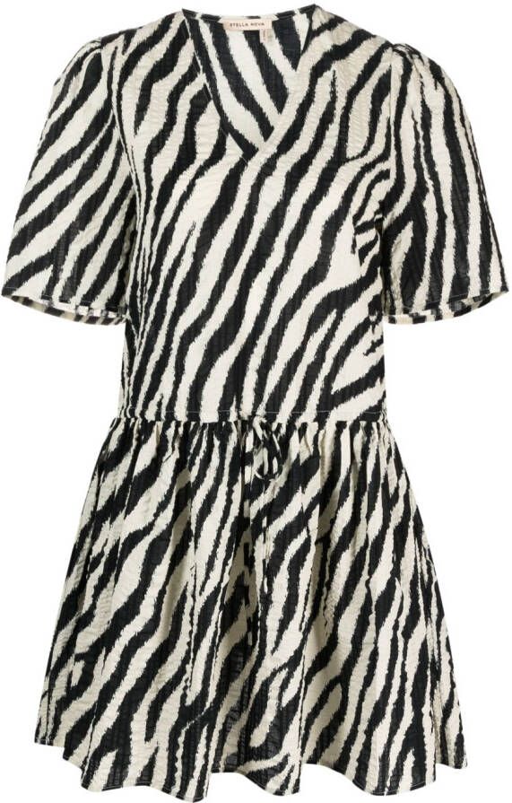 Stella Nova Mini-jurk met zebraprint Beige