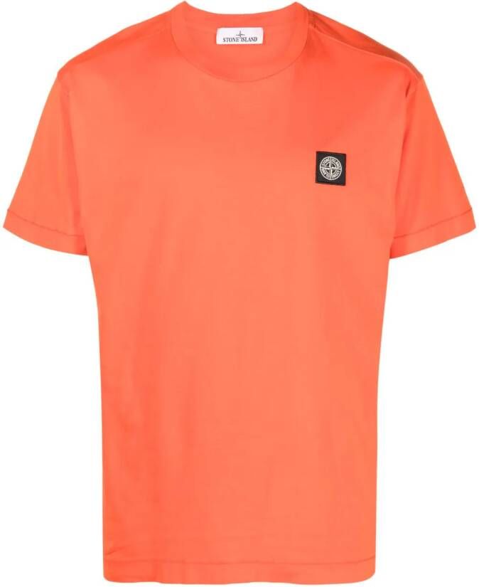 Stone Island T-shirt met Compass-logopatch Oranje