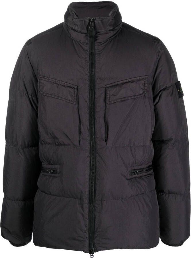 Stone Island Donsjack met patch Zwart