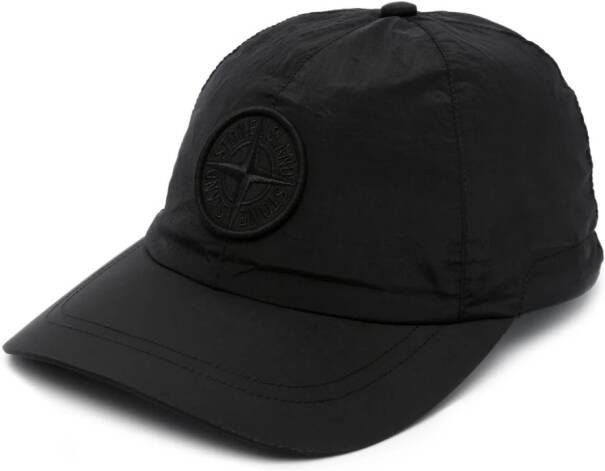 Stone Island Honkbalpet met Compass-logopatch Zwart