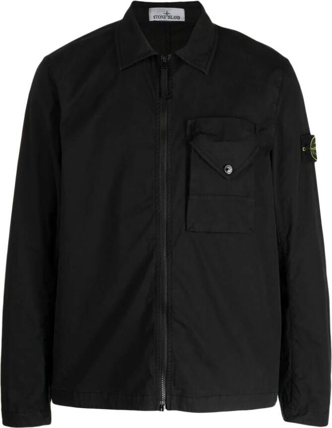 Stone Island Shirtjack met patch Zwart