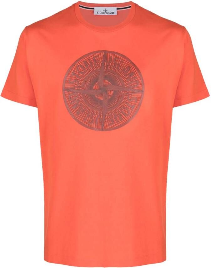 Stone Island T-shirt met Compass-logopatch Oranje
