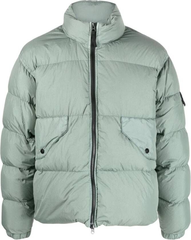 Stone Island Donsjack met gekreukt effect Groen
