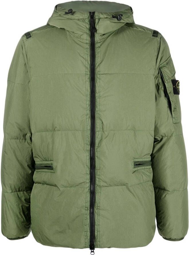 Stone Island Donsjack met patch Groen