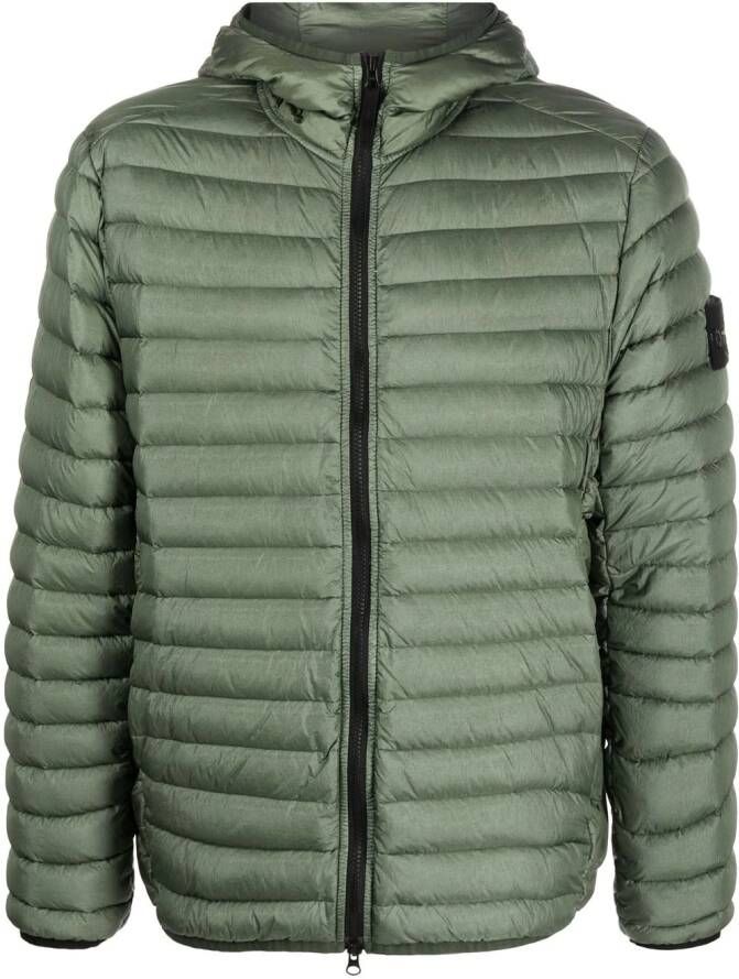 Stone Island Donsjack met patch Groen