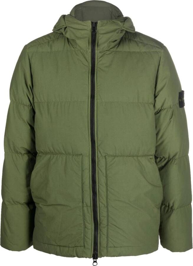 Stone Island Donsjack met patch Groen