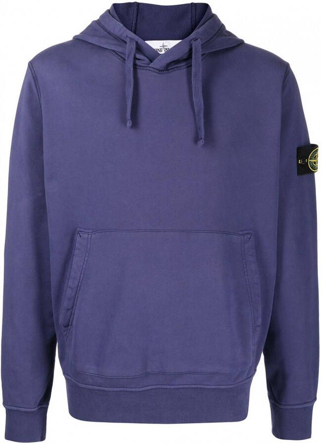 Stone Island Hoodie met logo badge Blauw